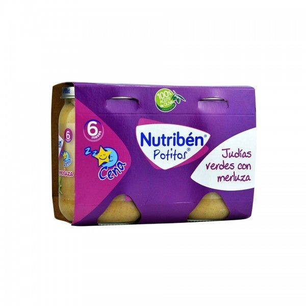 NUTRIBEN CENA JUDIAS VERDES CON MERLUZA  2 POTITOS 190 G
