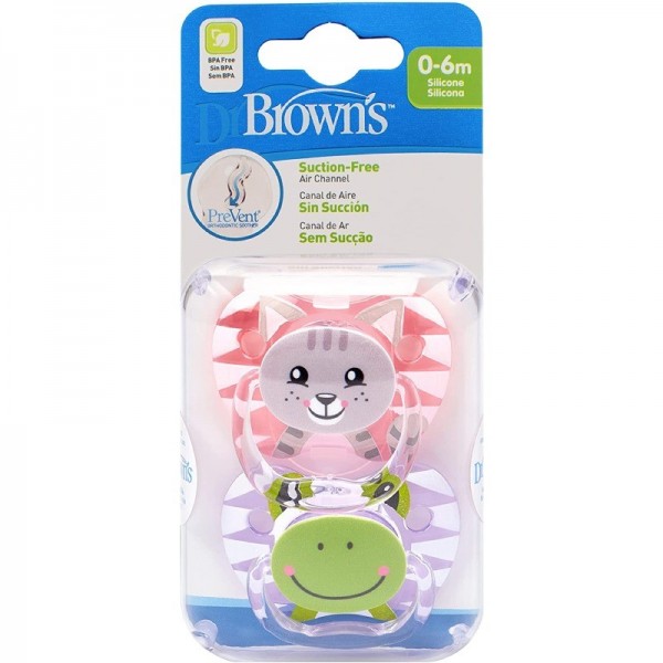 CHUPETE SILICONA DR BROWNS PREVENT CLASSIC ANIMAL FACES NIÑA