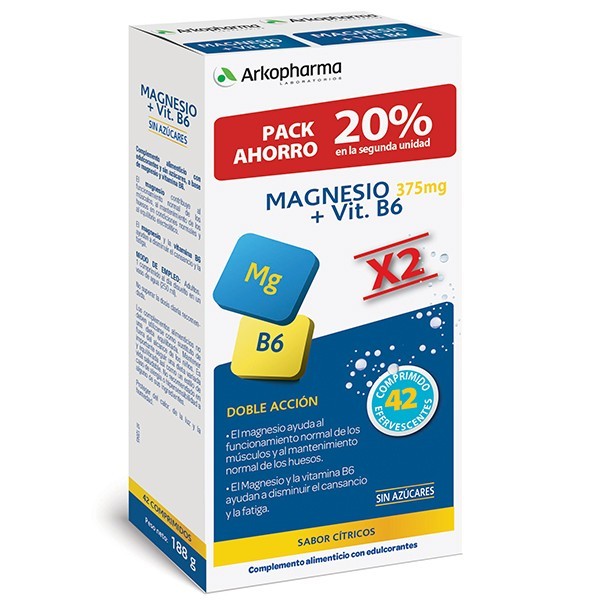 Arkovital Magnesio 375mg + B6 – 21 comprimidos x2
