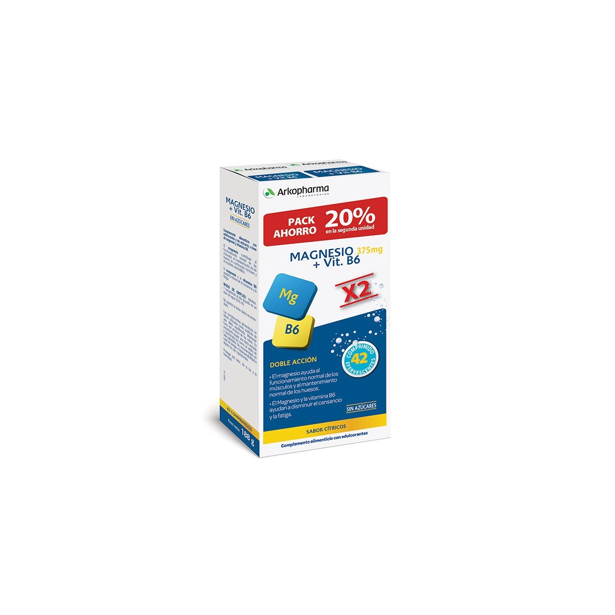 Arkovital Magnesio 375mg + B6 – 21 comprimidos x2